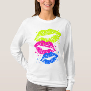 Corey Tiger 80er Vintag Lips & Stars Kisses T-Shirt