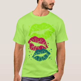 Corey Tiger 80er Vintag Lips & Stars Kisses T-Shirt