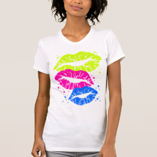 Corey Tiger 80er Vintag Lips & Stars Kisses T-Shirt
