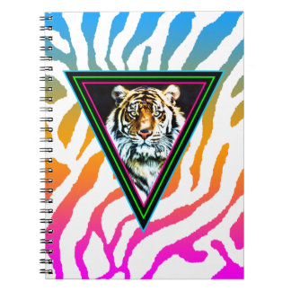 Corey Tiger 80er Vintag Neon Dreiecke Tiger-Gesich Notizblock