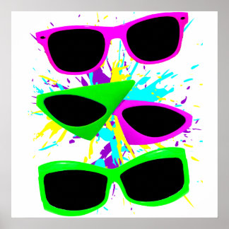 Corey Tiger 80er Vintag Neon Sonnenbrille Spritzer Poster