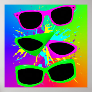 Corey Tiger 80er Vintag Neon Sonnenbrille Spritzer Poster