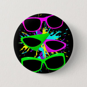 Corey Tiger 80er Vintag Neon Sunglasses Spritzer Button