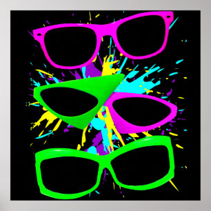 Corey Tiger 80er Vintag Neon Sunglasses Spritzer Poster