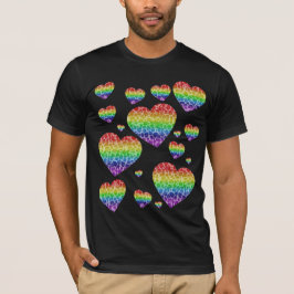 Corey Tiger 80er Vintag Rainbow Valentine Hearts T-Shirt