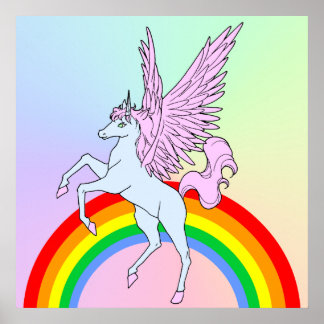 Corey Tiger 80er Vintag Style Unicorn Regenbogen Poster