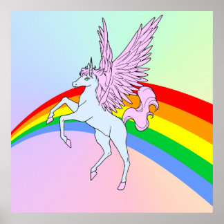 Corey Tiger 80er Vintag Unicorn Rainbow Poster