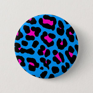 Corey Tiger 80er Vintage Blau Leopard Button