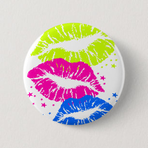 Corey Tiger 80er Vintage Lippen & Sterne Küsse Button