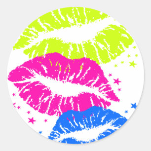 Corey Tiger-80er Vintage Lippen u. hat Küsse in Runder Aufkleber