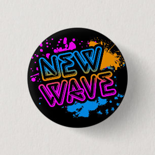 Corey Tiger 80er Vintage New Wave Neon Splatter Button