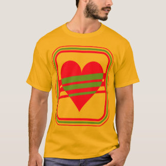 Corey Tiger 80er Vintages Herz und Streifen T-Shirt