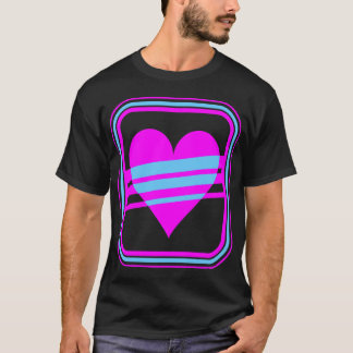 Corey Tiger 80er Vintages Herz und Streifen T-Shirt