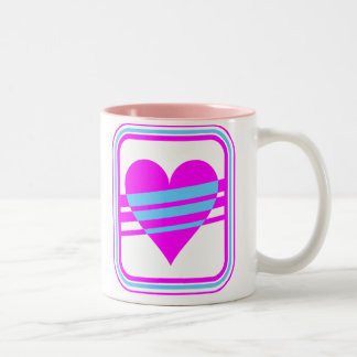 Corey Tiger 80er Vintages Herz und Streifen Zweifarbige Tasse