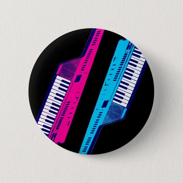Corey Tiger 80's Retro Keytar Pink & Blue Button (Vorderseite)