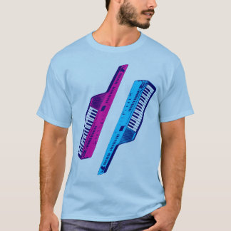 Corey Tiger 80's Vintag Keytar Pink & Blue T-Shirt