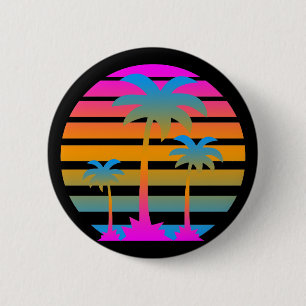 COREY TIGER-RETRO SONNENUNTERGANG-PALMEN BUTTON