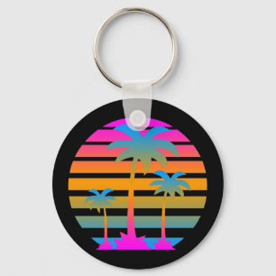 COREY TIGER-RETRO SONNENUNTERGANG-PALMEN SCHLÜSSELANHÄNGER