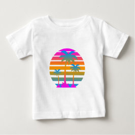 COREY TIGER RETRO SUNSET PALM BÄUME BABY T-SHIRT