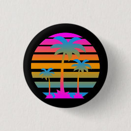 COREY TIGER RETRO SUNSET PALM BÄUME BUTTON