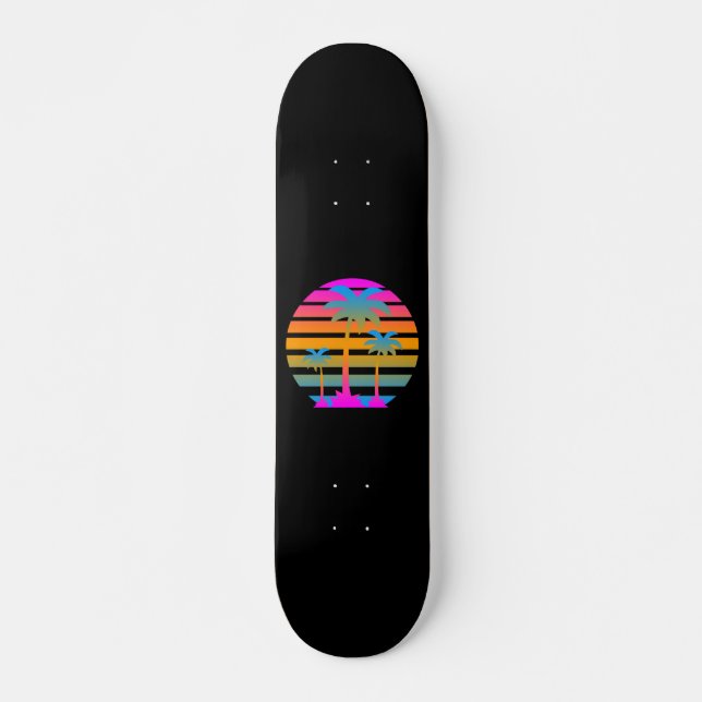 COREY TIGER RETRO SUNSET PALM BÄUME SKATEBOARD (Vorne)