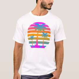 COREY TIGER RETRO SUNSET PALM BÄUME T-Shirt