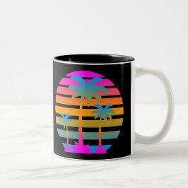 COREY TIGER RETRO SUNSET PALM BÄUME ZWEIFARBIGE TASSE