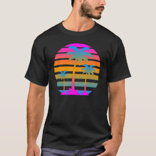 Corey Tiger Retro Sunset Palm Trees T-Shirt