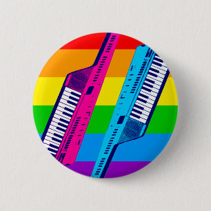 Corey Tigerachtziger jahre Retro Keytar Regenbogen Button