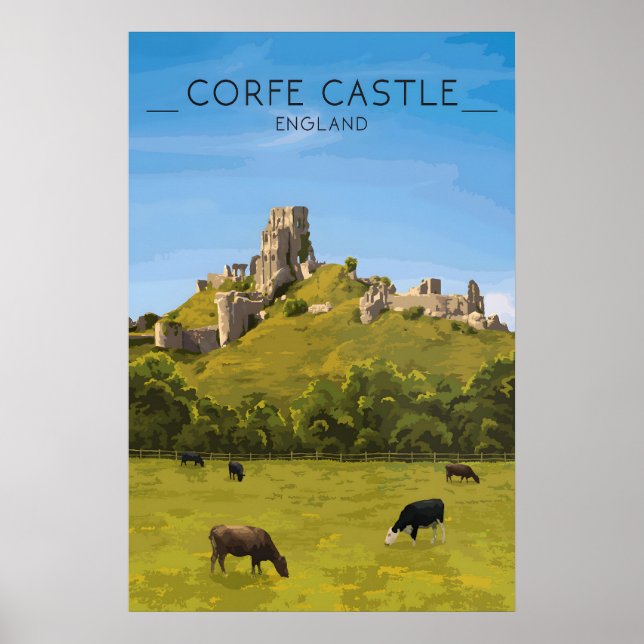 Corfe Castle Reiseplakat Poster (Vorne)