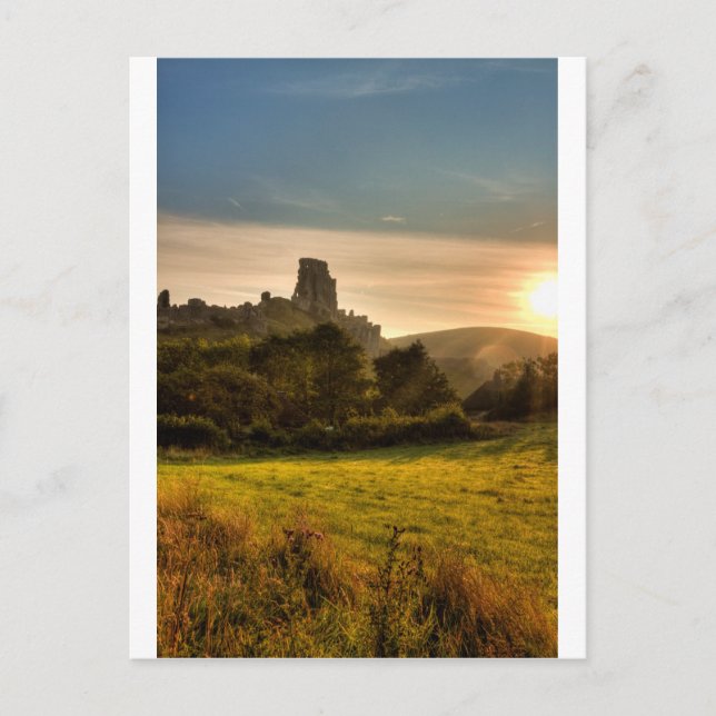 Corfe Castle Sunrise Postkarte (Vorderseite)