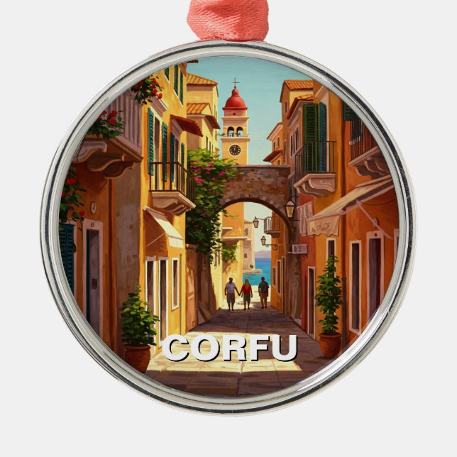 Corfu Greece Travel Ornament Aus Metall (Vorne)