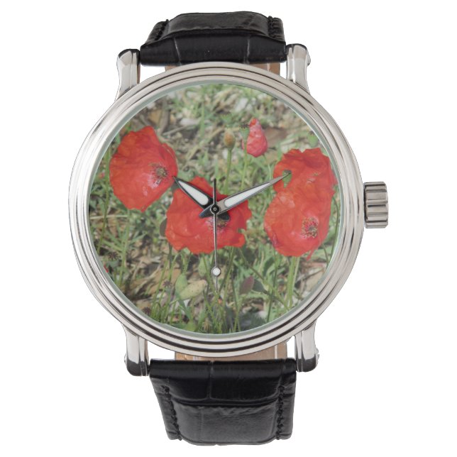 Corfu Red Poppies Armbanduhr (Vorderseite)