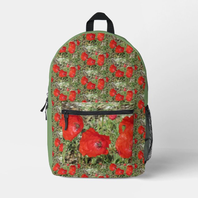 Corfu Red Poppies Bedruckter Rucksack (Vorderseite)