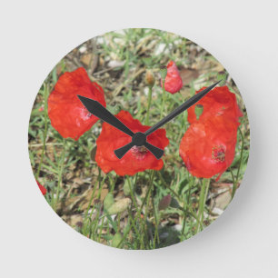 Corfu Red Poppies Runde Wanduhr