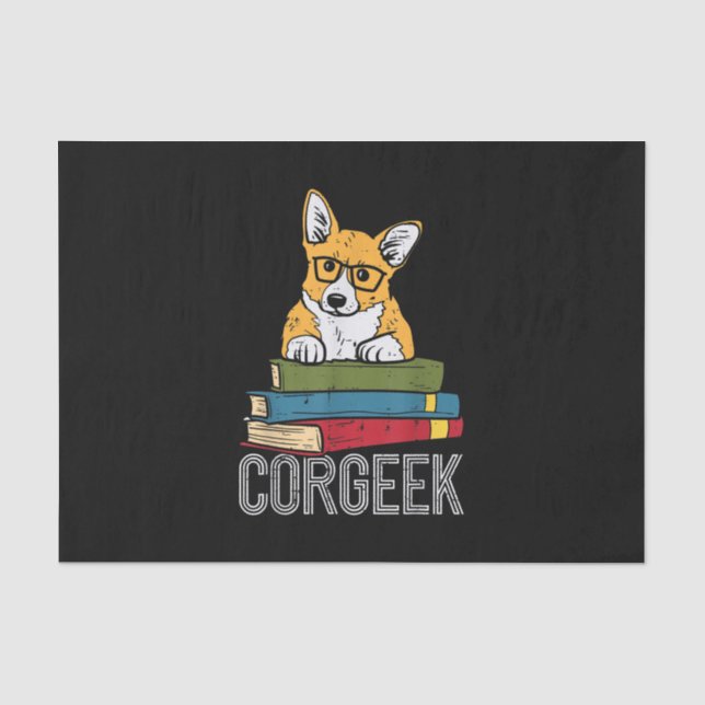 Corgeek Book Lover Welsh Corgi Funny Nerd Dog Seidenpapier (Vorderseite)