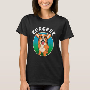 Corgeek Süße Corgi-Geek-Hunde-Wortspiel Buchwurm B T-Shirt