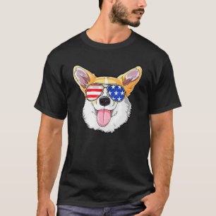 Corgi 4. Juli Amerikanische Sonnenbrille Hund Welp T-Shirt