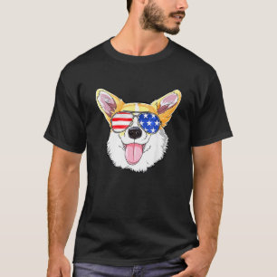 Corgi 4. Juli Amerikanische Sonnenbrille Hund Welp T-Shirt