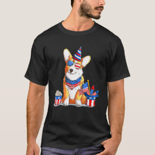 Corgi 4. Juli Hund USA Amerikanische Sonnenbrille T-Shirt