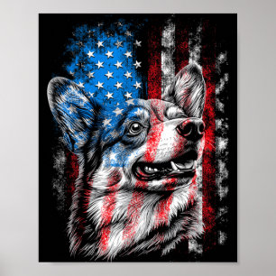 Corgi 4. Juli Hunde Liebhaber Männer Frauen Amerik Poster
