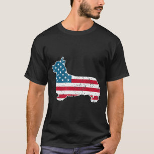Corgi 4. Juli Hunde Männer Frauen amerikanische Fl T-Shirt