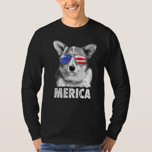 Corgi 4. Juli Merica Sonnenbrille Männer US Amerik T-Shirt