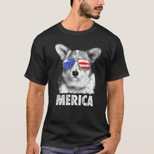 Corgi 4. Juli Merica Sonnenbrille Männer USA Ameri T-Shirt