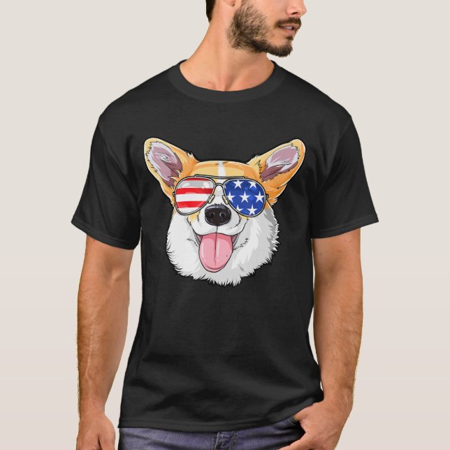 Corgi 4. Juli Sonnenbrille Männer Frauen USA Ameri T-Shirt (Vorderseite)