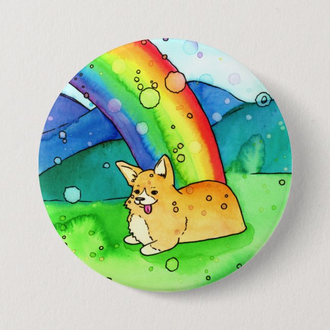 Corgi am Ende des Regenbogenschalters Button (Vorderseite)