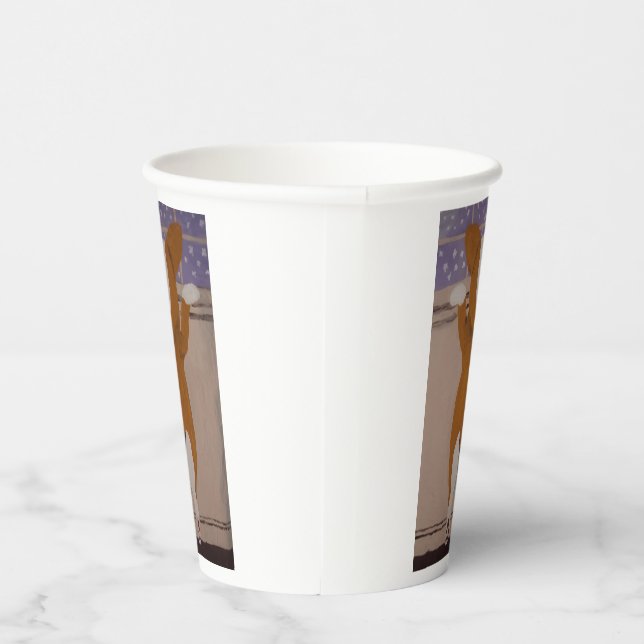 Corgi am Fenster Papiertassen Pappbecher (Rechts)