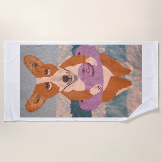 Corgi am Strand Strandtuch (Vorderseite)