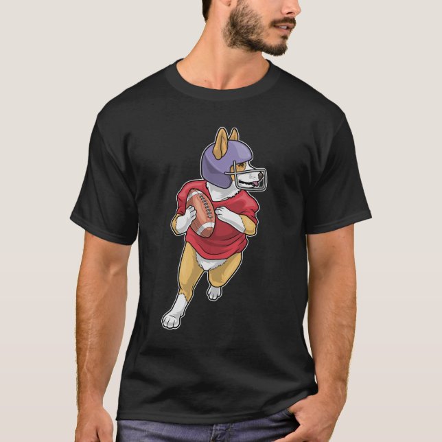 Corgi American Football Sports T-Shirt (Vorderseite)