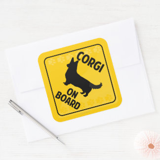 Corgi an Bord (Kardigan Welsh) Quadratischer Aufkleber